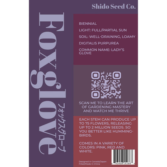 Foxglove Flower Seeds Packet